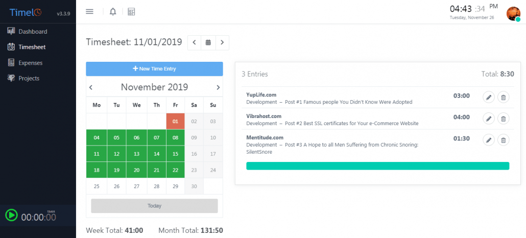 Time tracking software